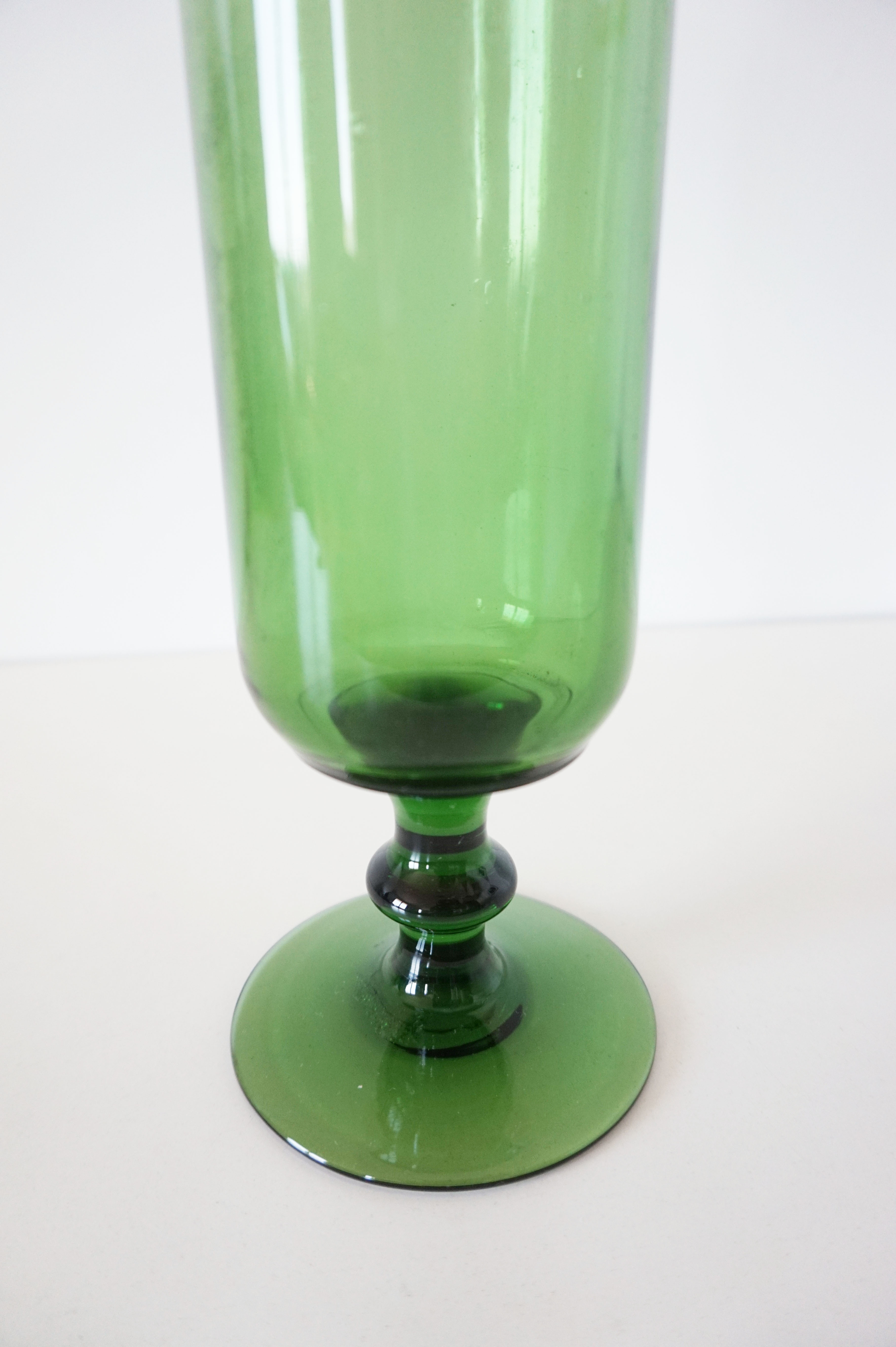 Italian decanter in green blown glass empoli
