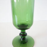 Italian decanter in green blown glass empoli