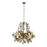 Chandelier en tole dorée florentine italienne vintage des années 1950