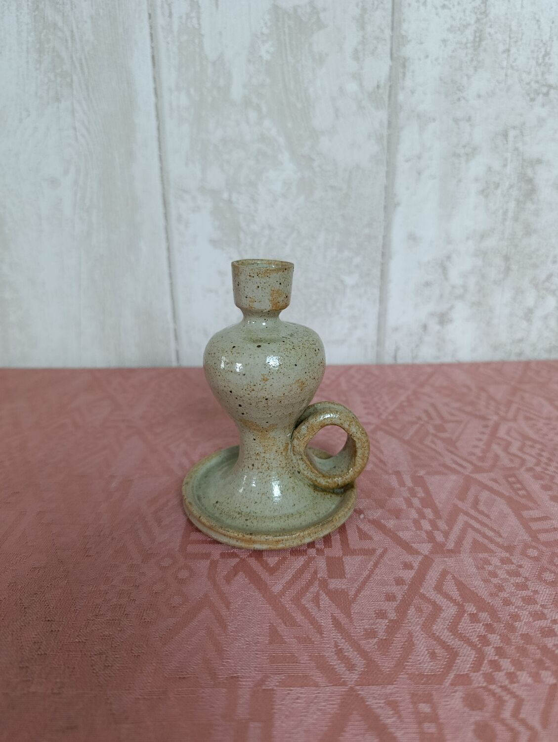Glazed stoneware candlestick