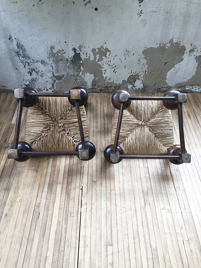 Pair of straw chairs