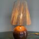 Lampe boule en grès vintage et abat jour corde