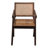 Pierre Jeanneret, fauteuil original SI-28-B en teck et cannage, Mid-Century Modern