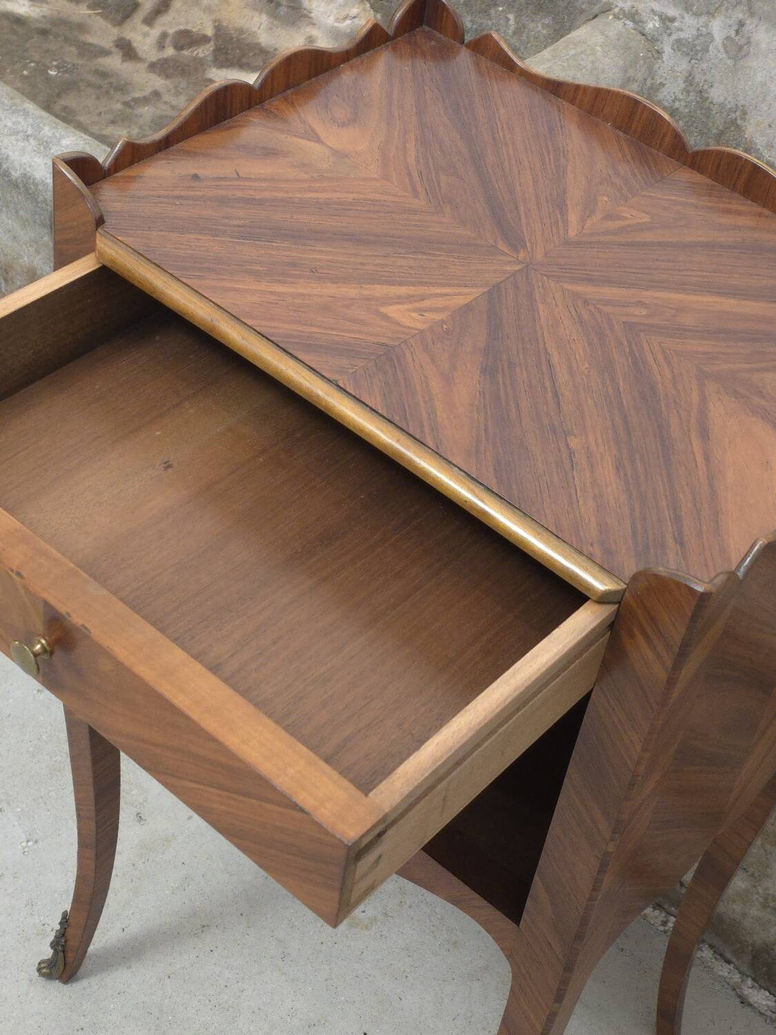 Louis XV style marquetry bedside table