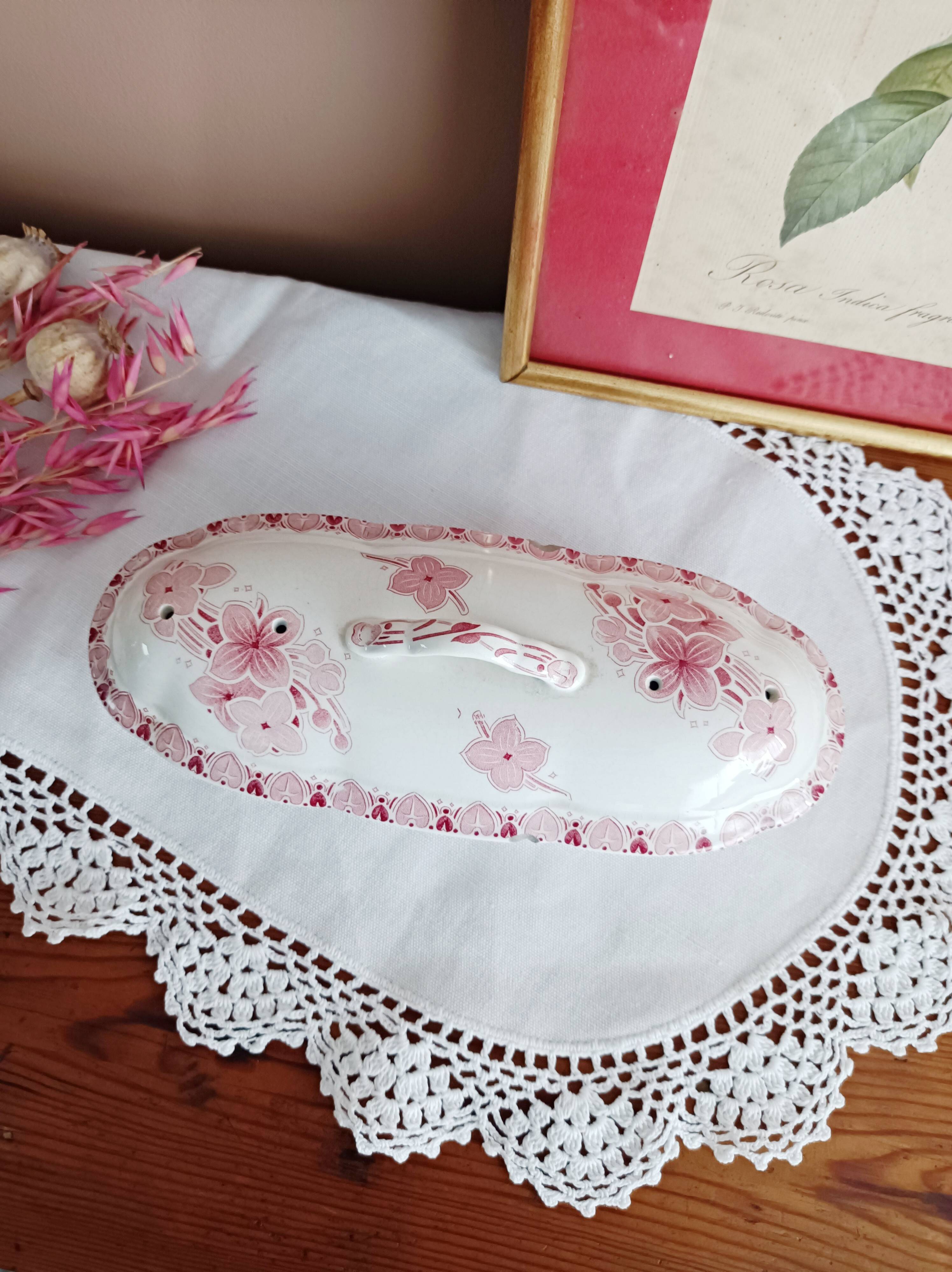 Soap dish, comb holder, ironstone, BFK, Lilac