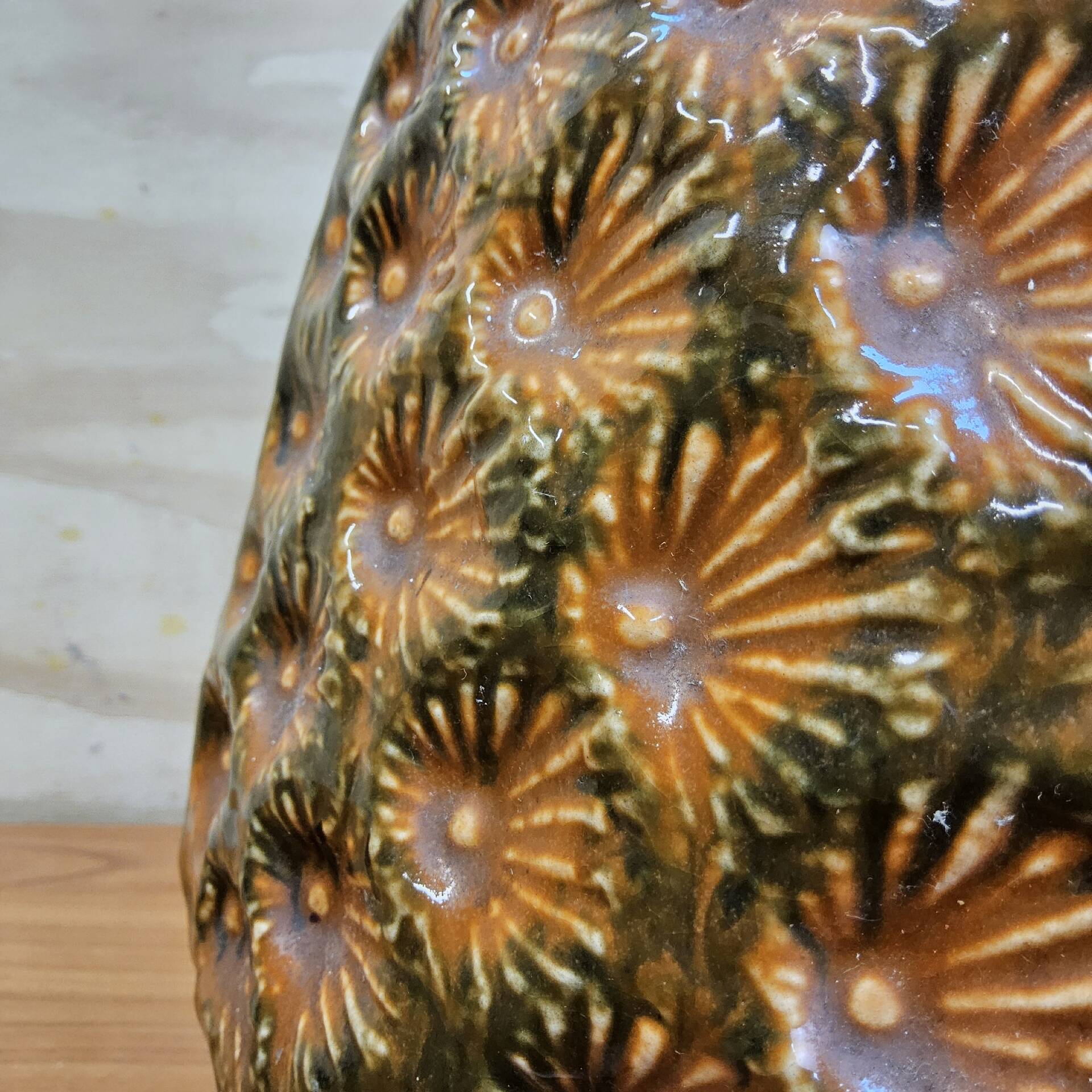 Vase vintage grand XXL Allemagne de l'Ouest Jasba 1667/35 orange