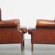 Set of 2 English style sheepskin leather wingback armchairs