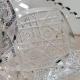 Large bohemian crystal footed bowl, flared pedestal vase