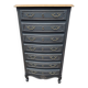 Louis XV style chest of drawers, black patina.