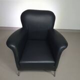 3 x rare armchair / model Turn / black leather / Bert Plantagie in mint condition.