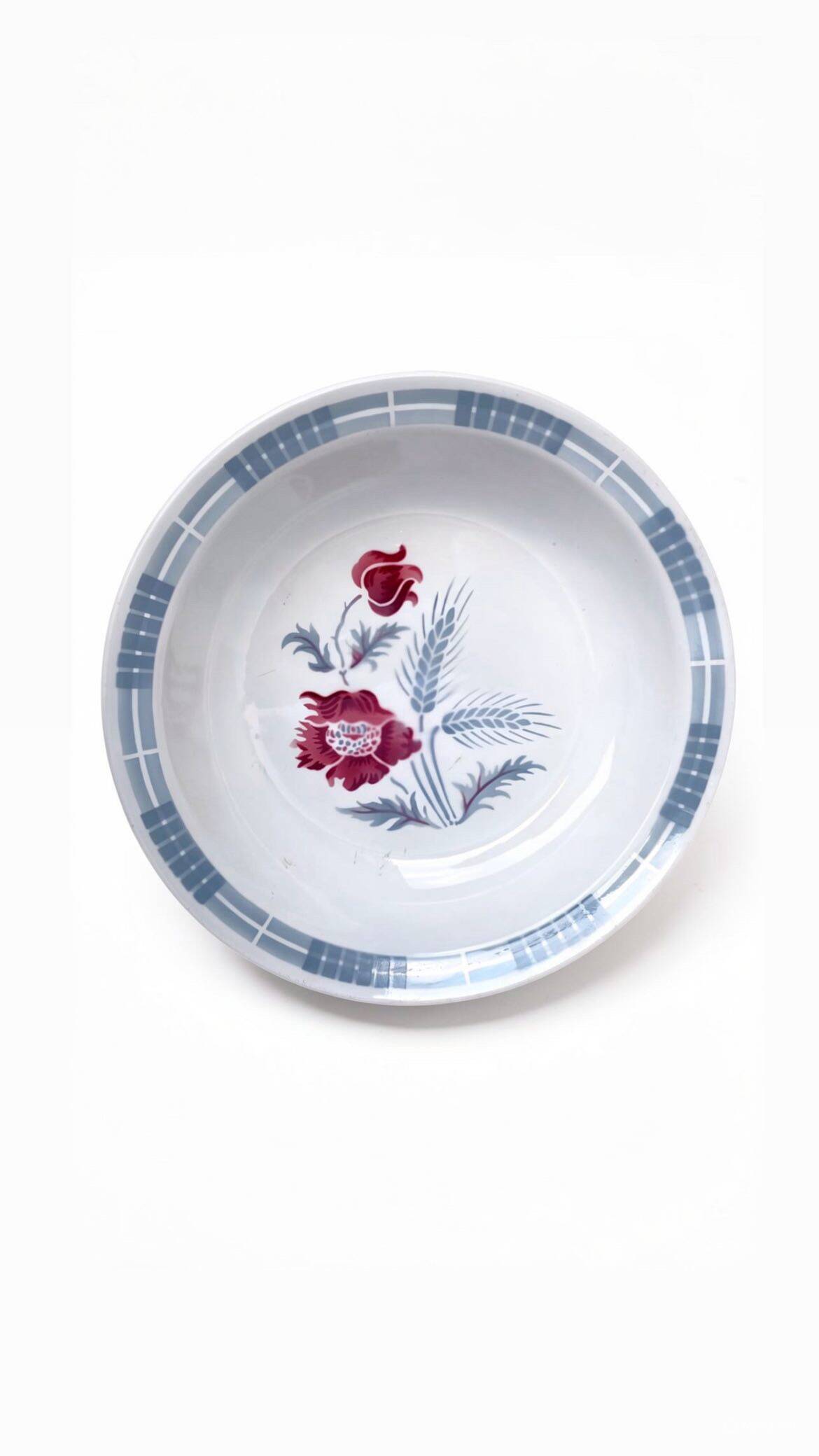 Plat creux Sarreguemines modèle Carole, décor floral et épi de blé