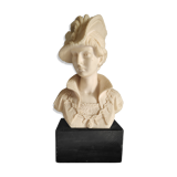 Elegant woman bust with alabaster shawl and black base of the 1950s