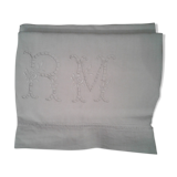 Old Lin Drap. Monogram embroidered and opened R M and 3 lines day