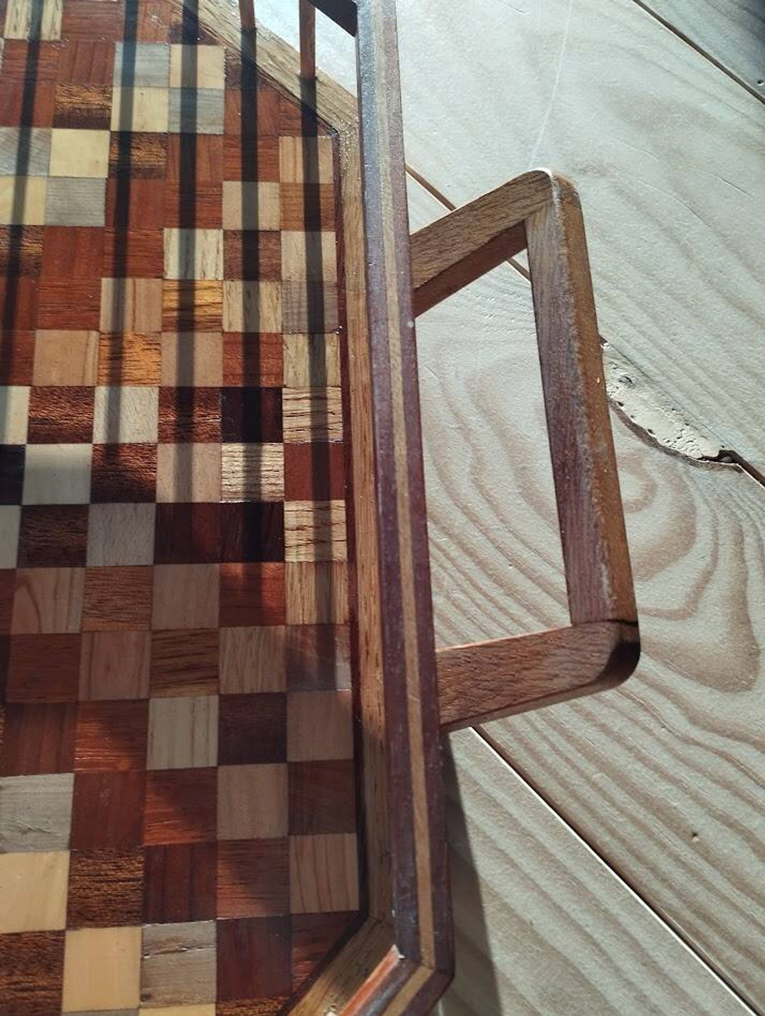 Plateau octogonal en marqueterie de bois