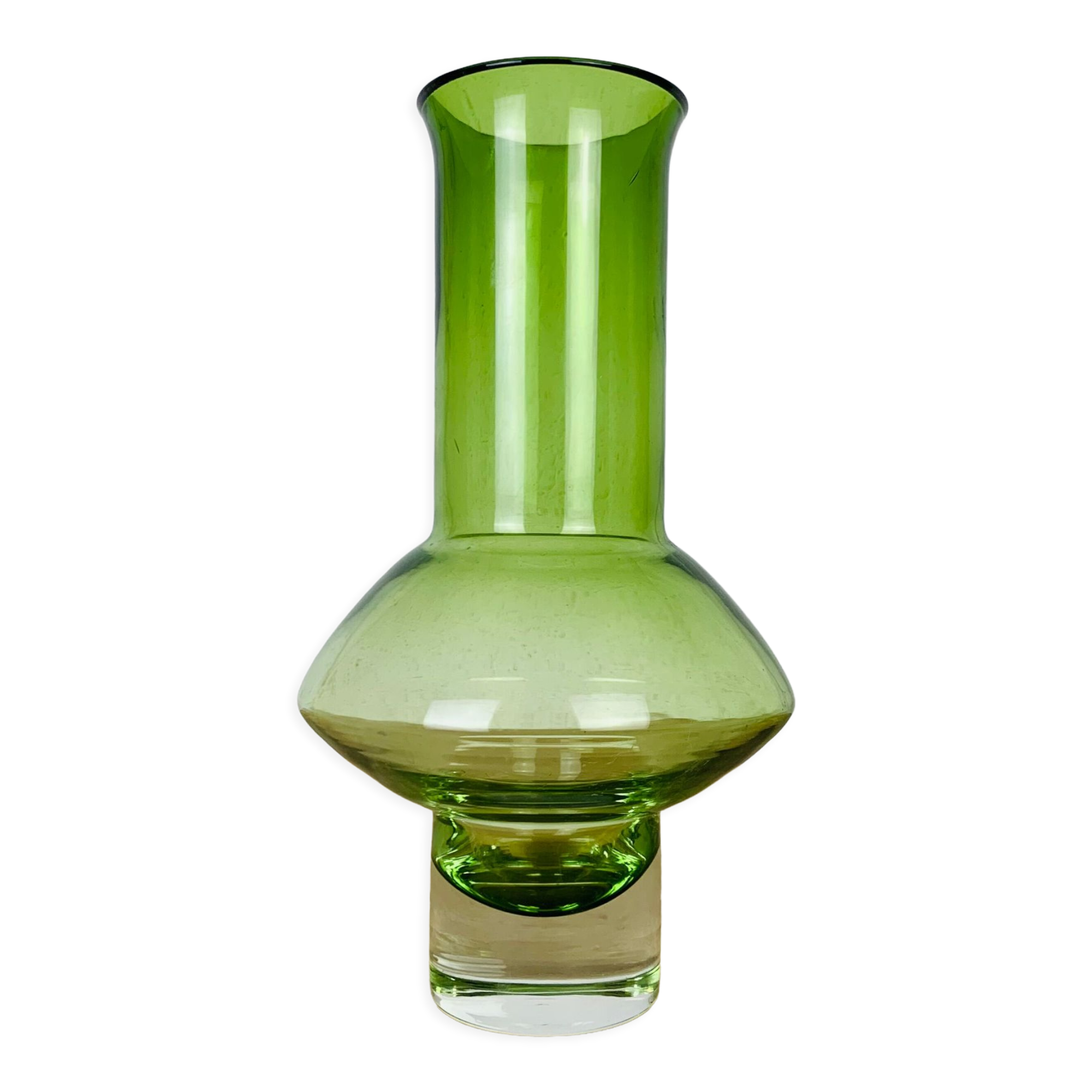 Scandinavian glass vase Riihimaki green