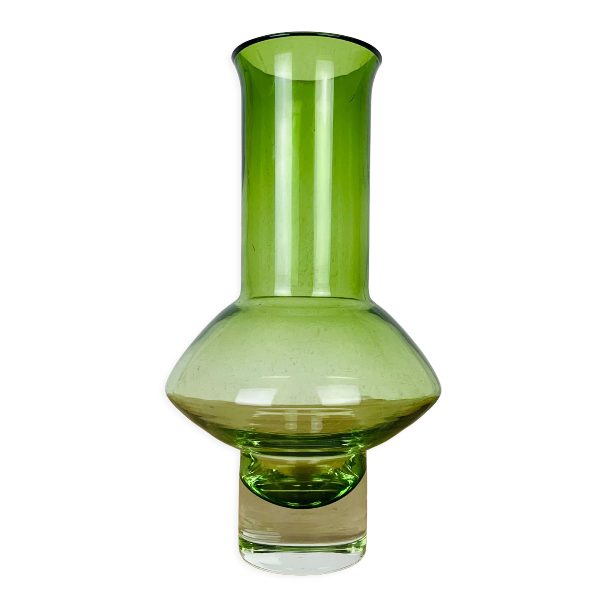 Vase scandinave verre Riihimaki vert