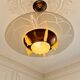 Art Deco pendant light in amber glass and etched glass – Ø 55 cm