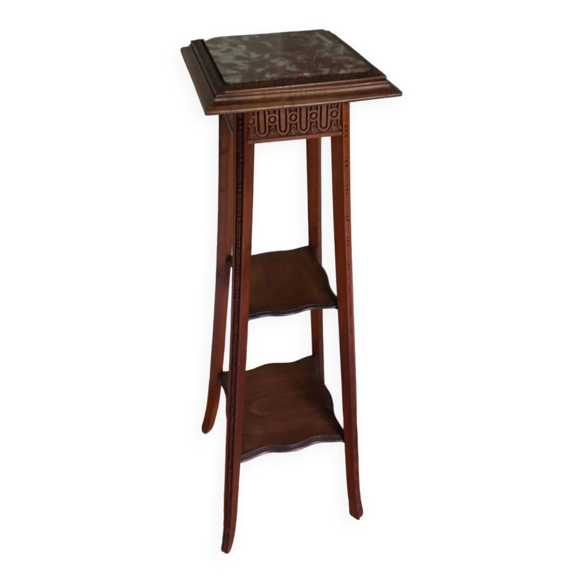 Wooden and marble stool