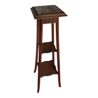Wooden and marble stool
