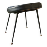 Tabouret  bas Skaï noir années 60/70