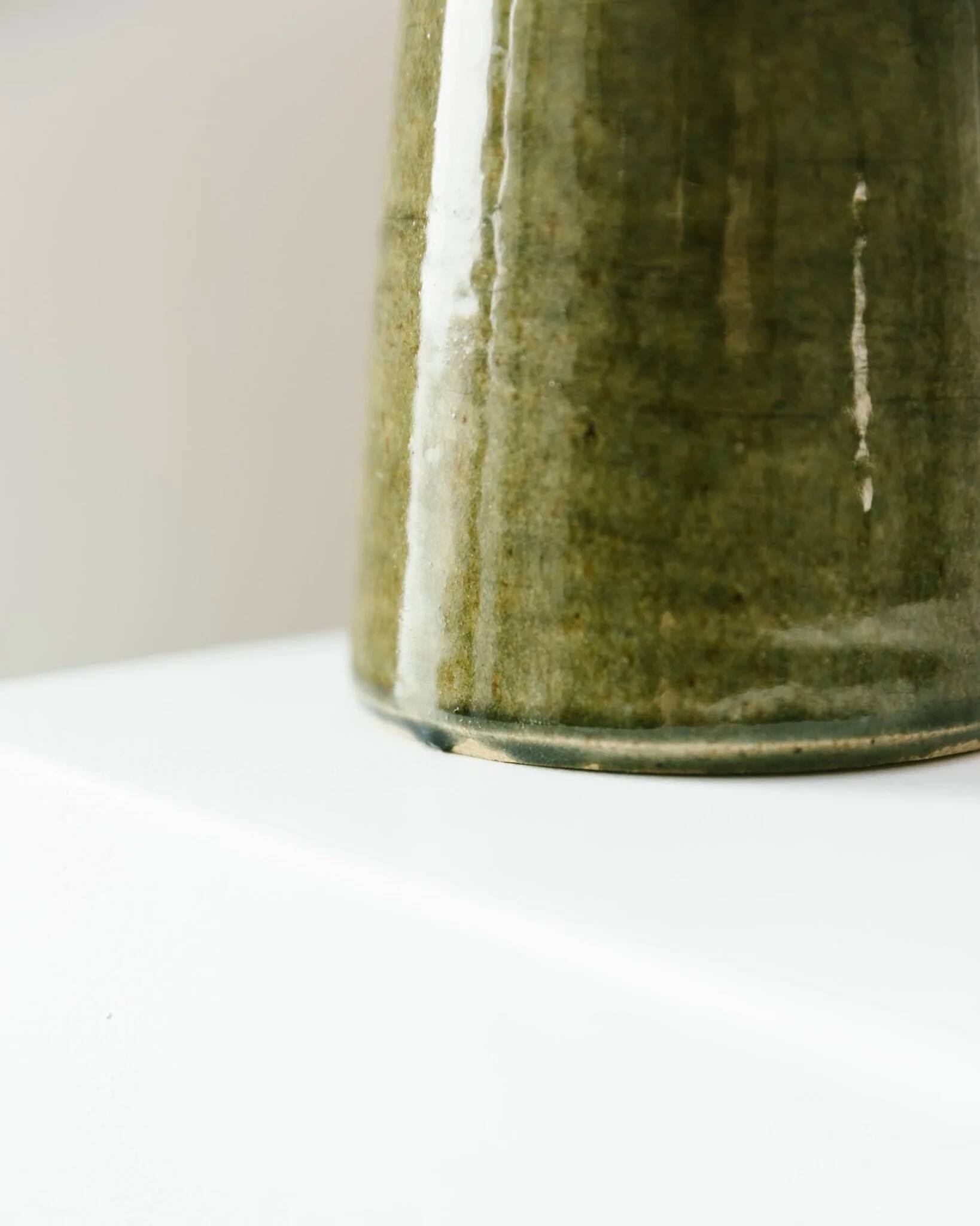 Olive Green Ceramic Vase by VEB Coswig Keramik – East German Mid-Century 70s