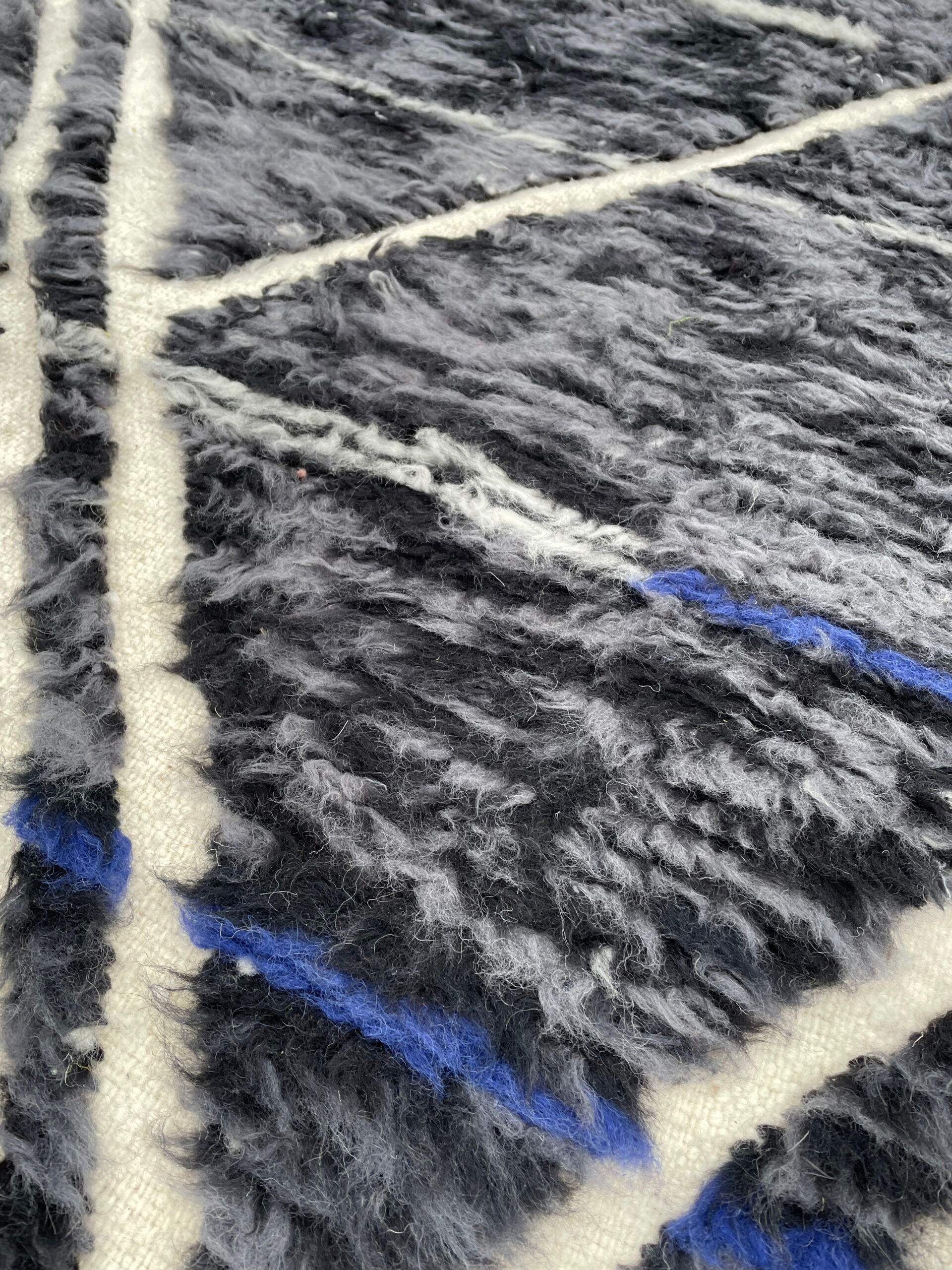 Carpet Black Handmade Wool Living Room, 260x380 cm