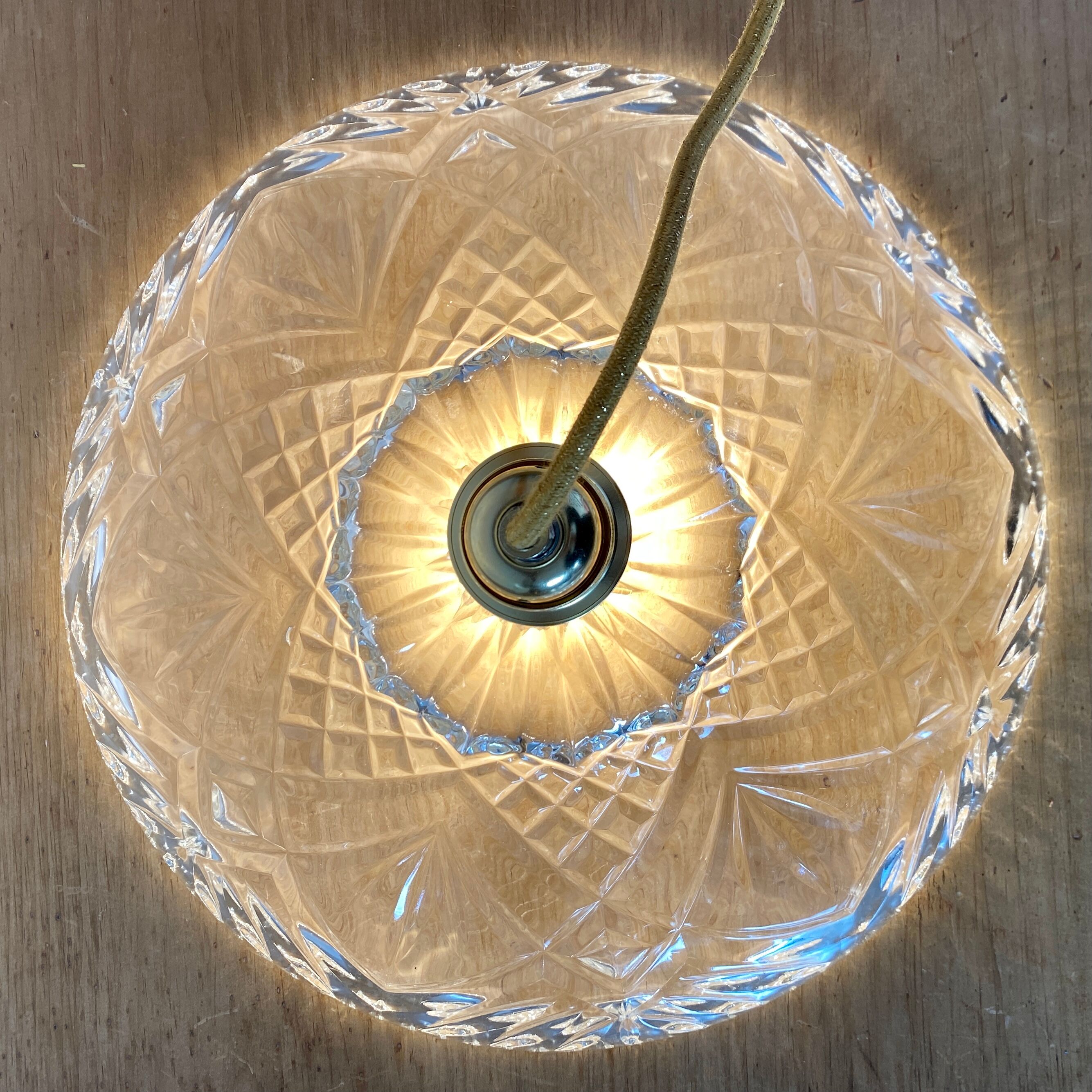 Suspension abat-jour vintage en verre
