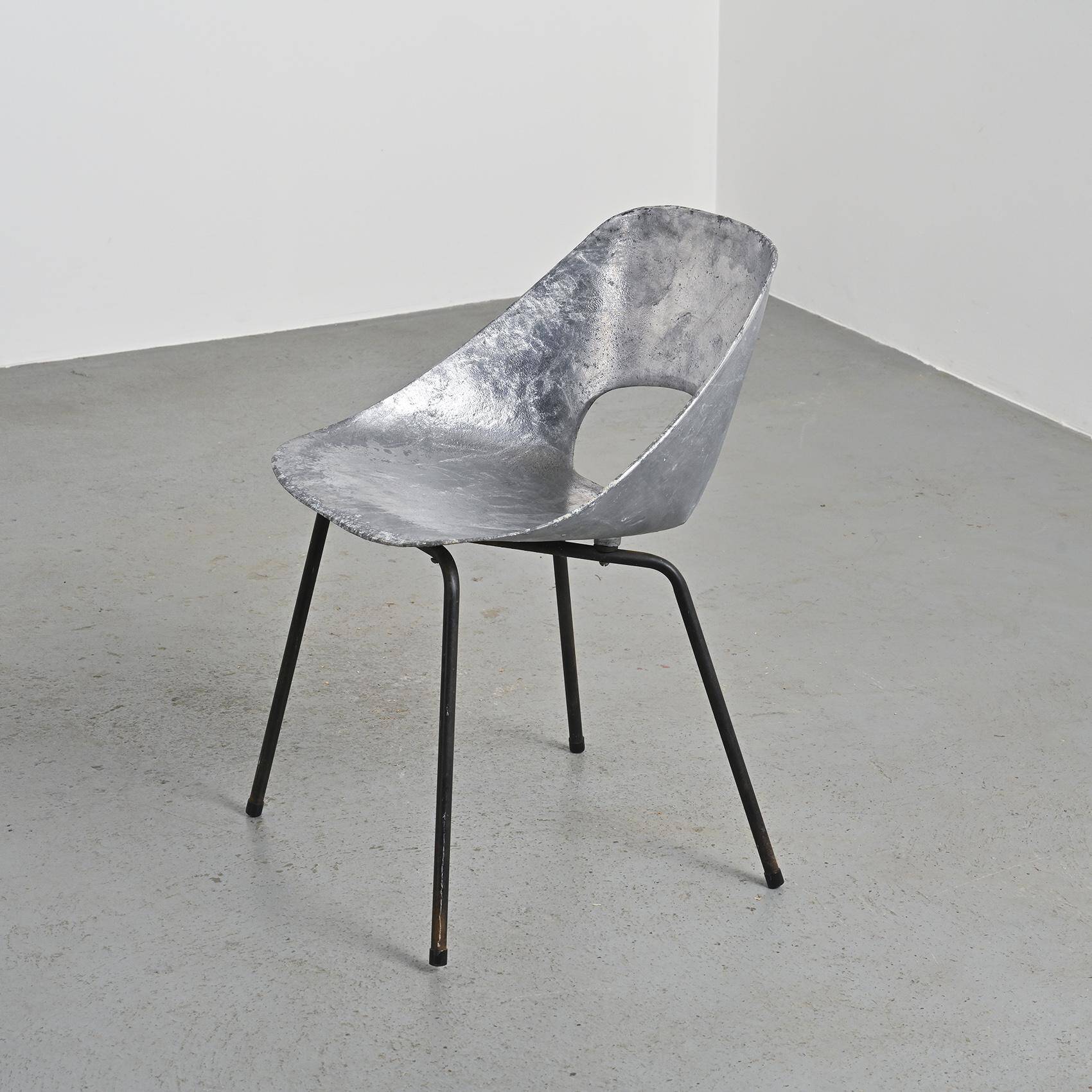 Cast aluminum chair by Pierre Guariche, Steiner edition, circa 1953