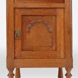 Art Deco nightstand in oak with Carrara marble top, France 1930s