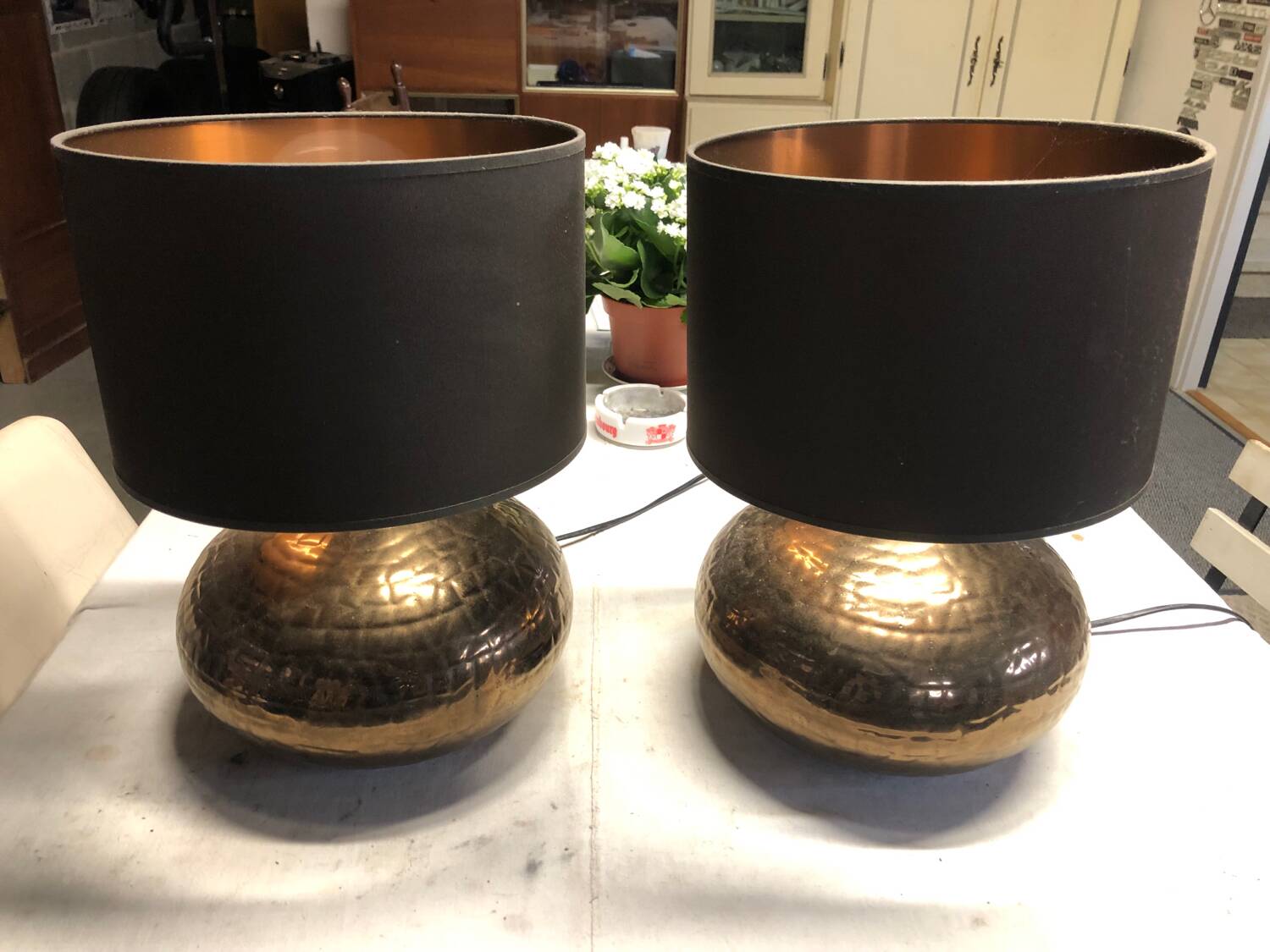 Two living room globe lamps