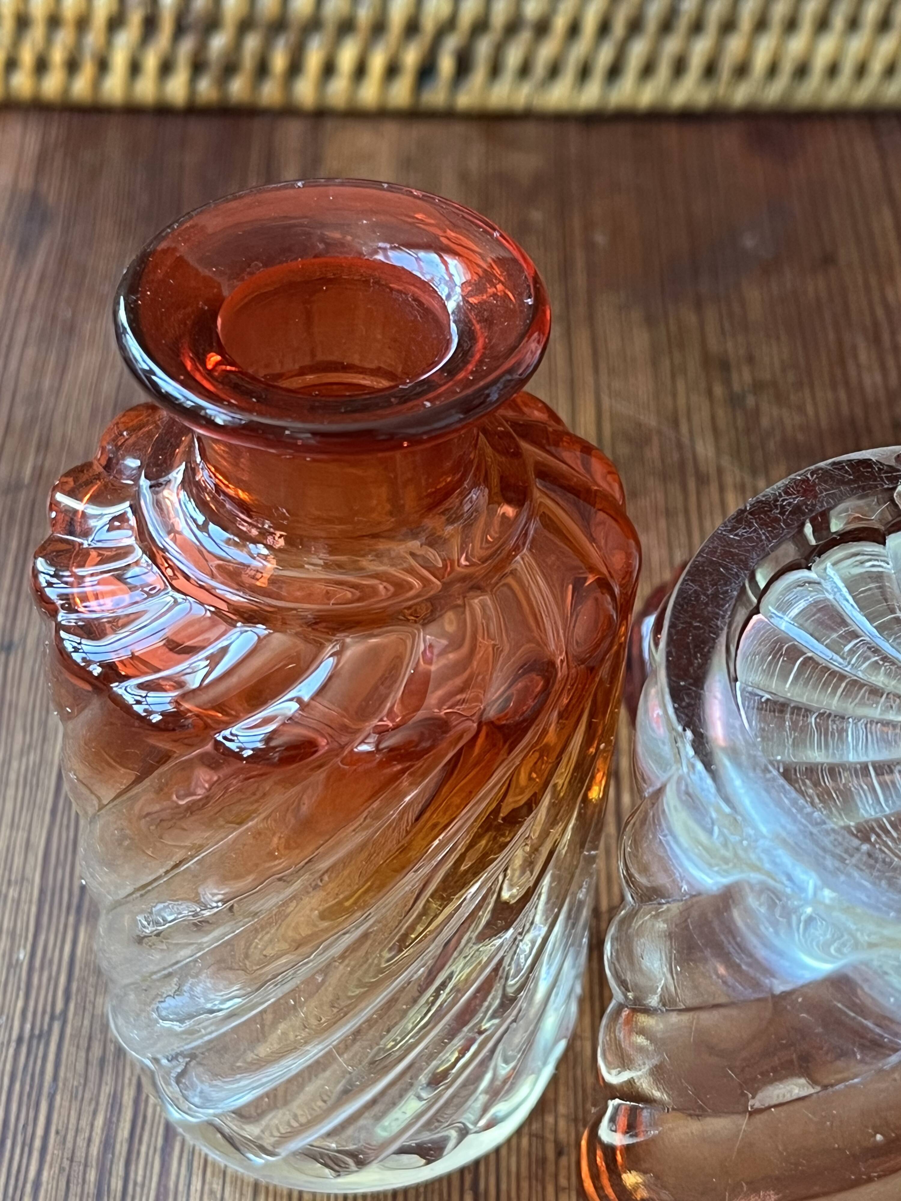 Baccarat crystal bottle and glass, bamboo model, 19th century.