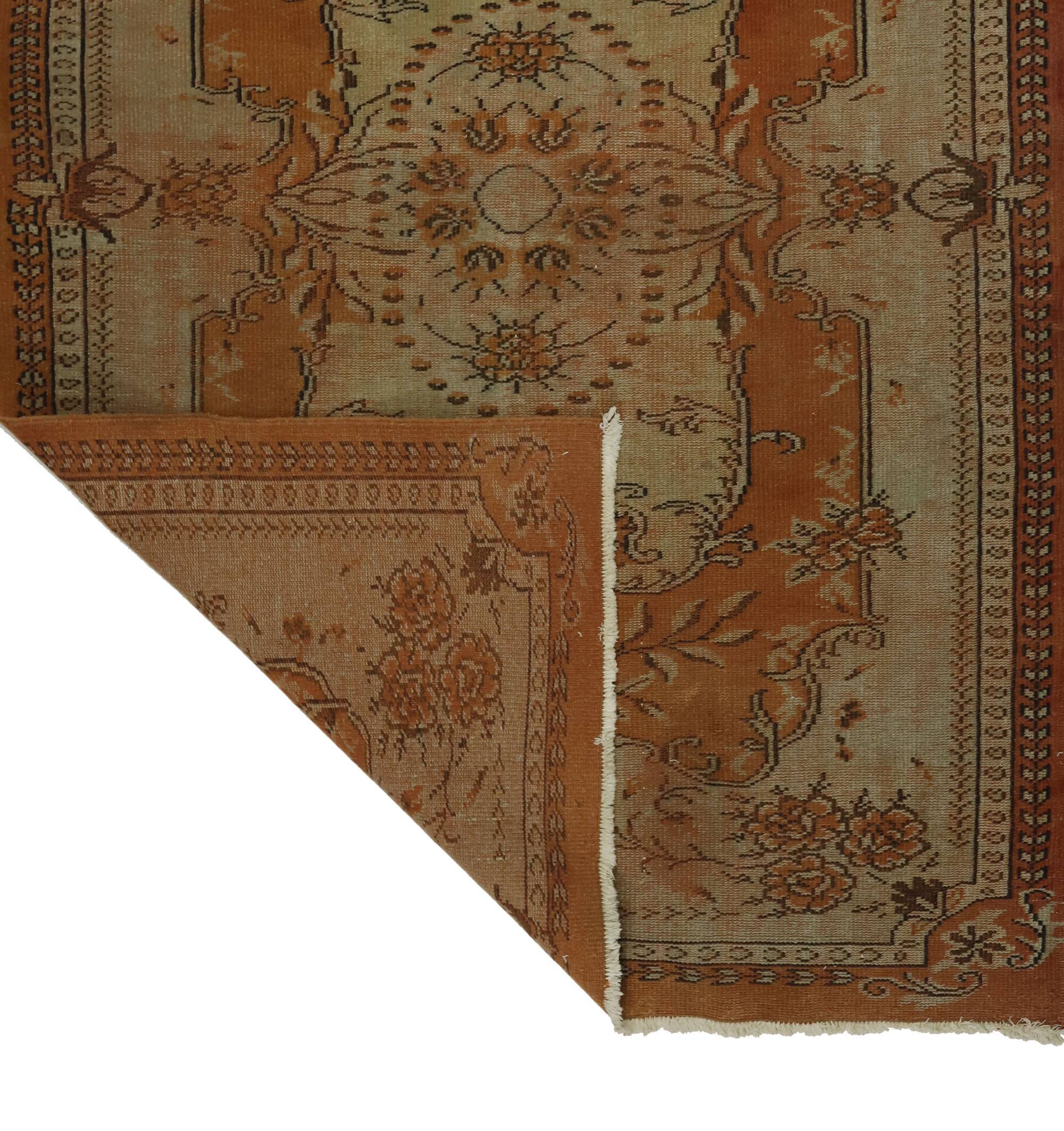 One-of-a-kind turkish handwoven vintage rug - rustic vintage charm 265x 175