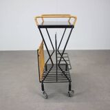 Mid-century Rolling Magazine Rack Cart, 1970s, Czechoslovakia