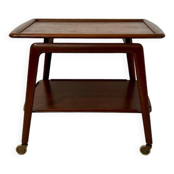 Scandinavian teak trolley on wheels, Arne Hovmand for Mogens Kold