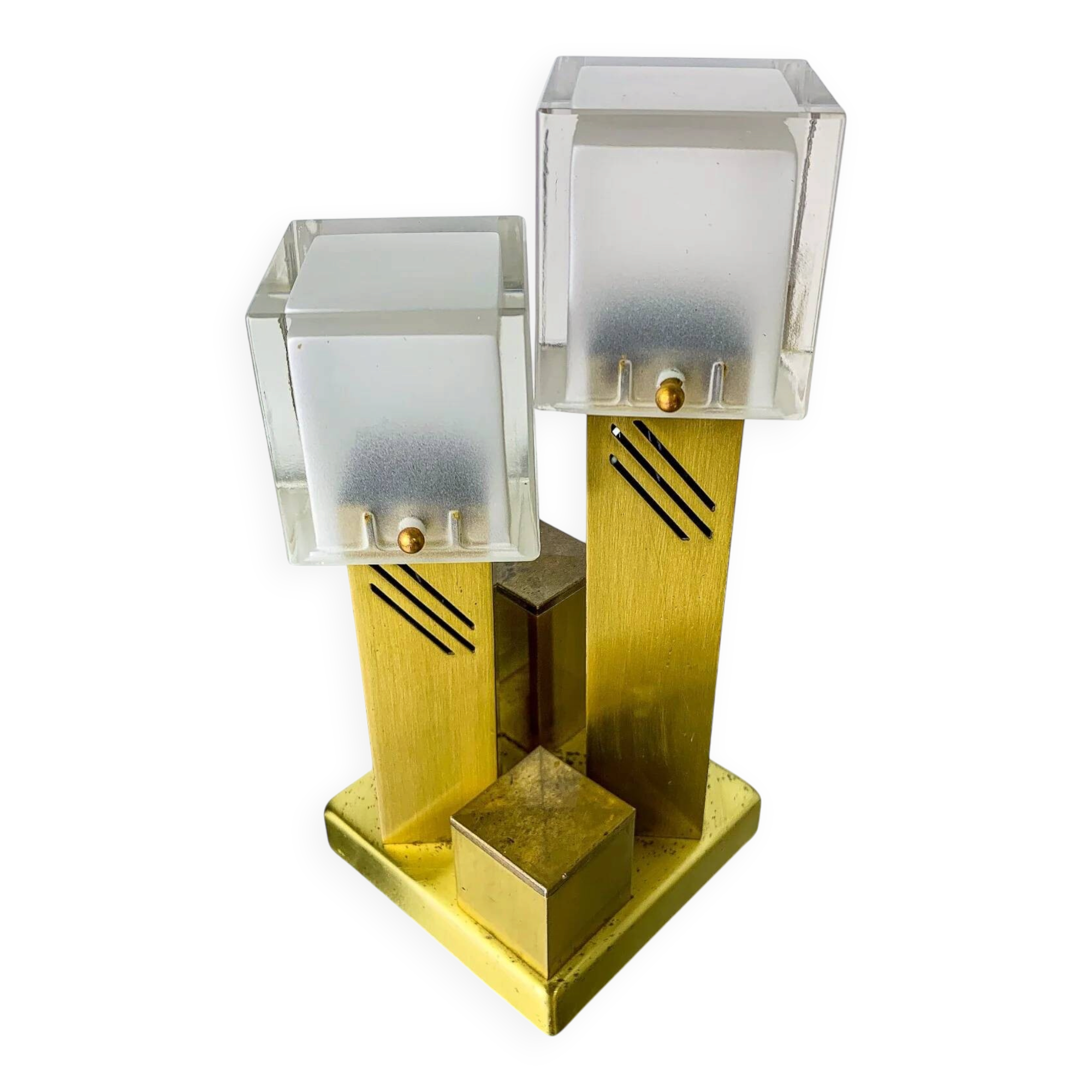 Cubic Murano glass table lamp by Gaetano Sciolari, Italy 1970s