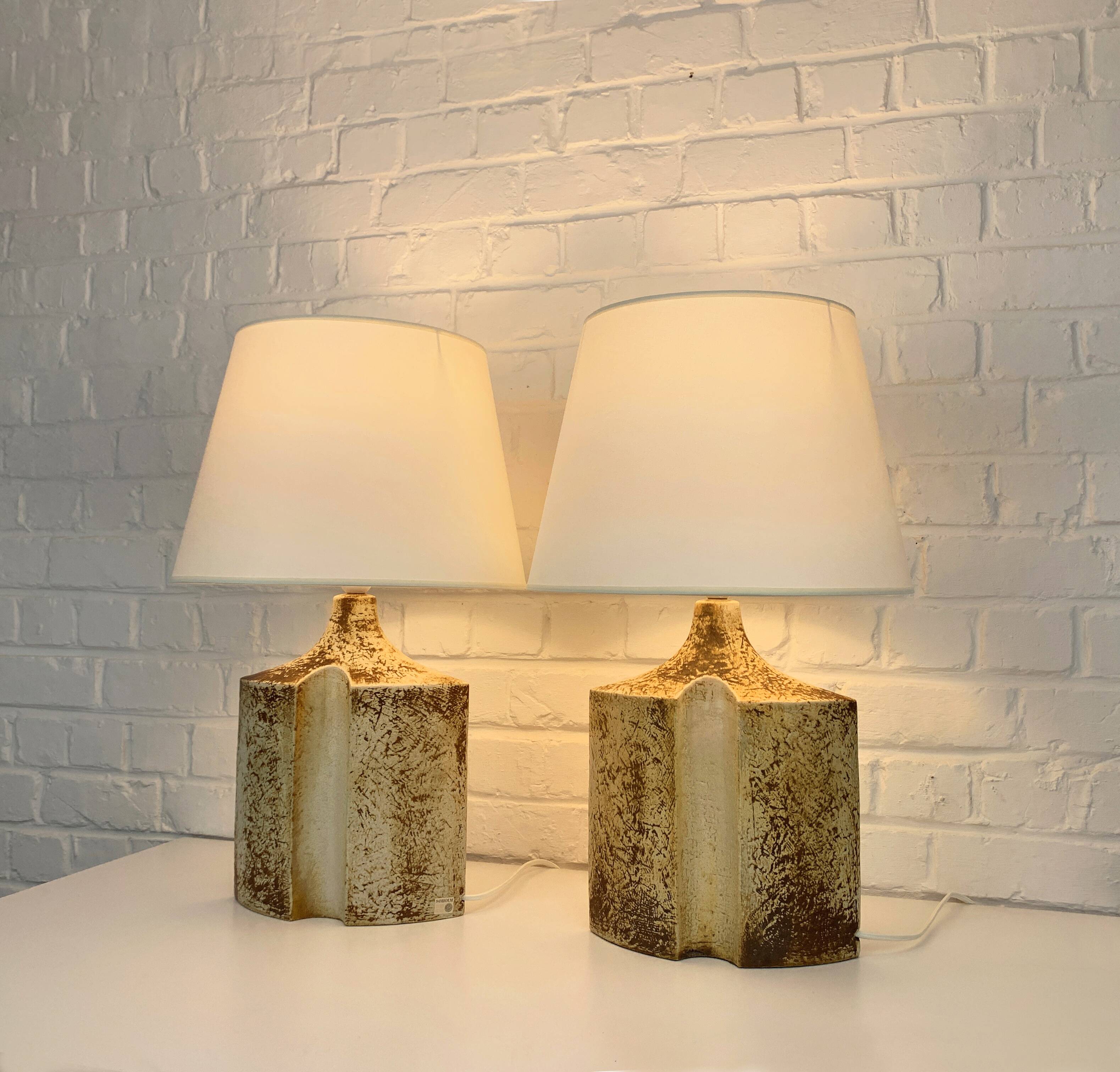 Pair of Haico Nitzsche ceramic table lamps for Soholm, Denmark