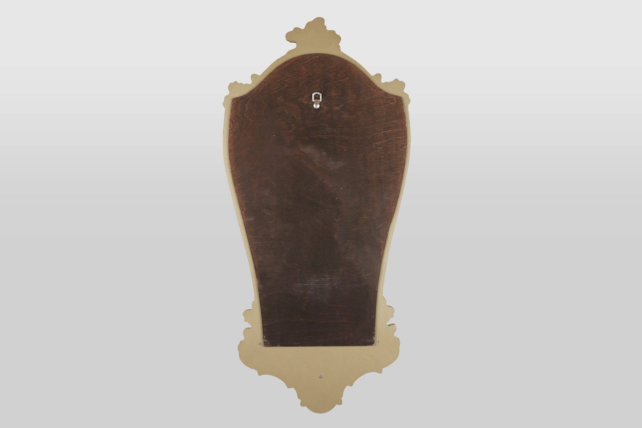 Miroir en résine dorée de style baroque Deknudt avec plateau, Belgique années 1970