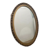 Miroir ovale ancien avec cadre en métal doré 50x70cm