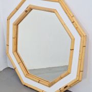 Vintage Octagonal Wall Mirror in Bamboo, Italy, 1960s