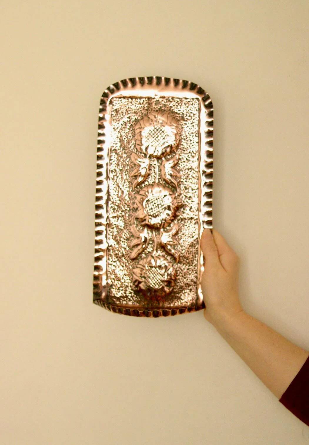 Single mid-century Swedish copper sconce