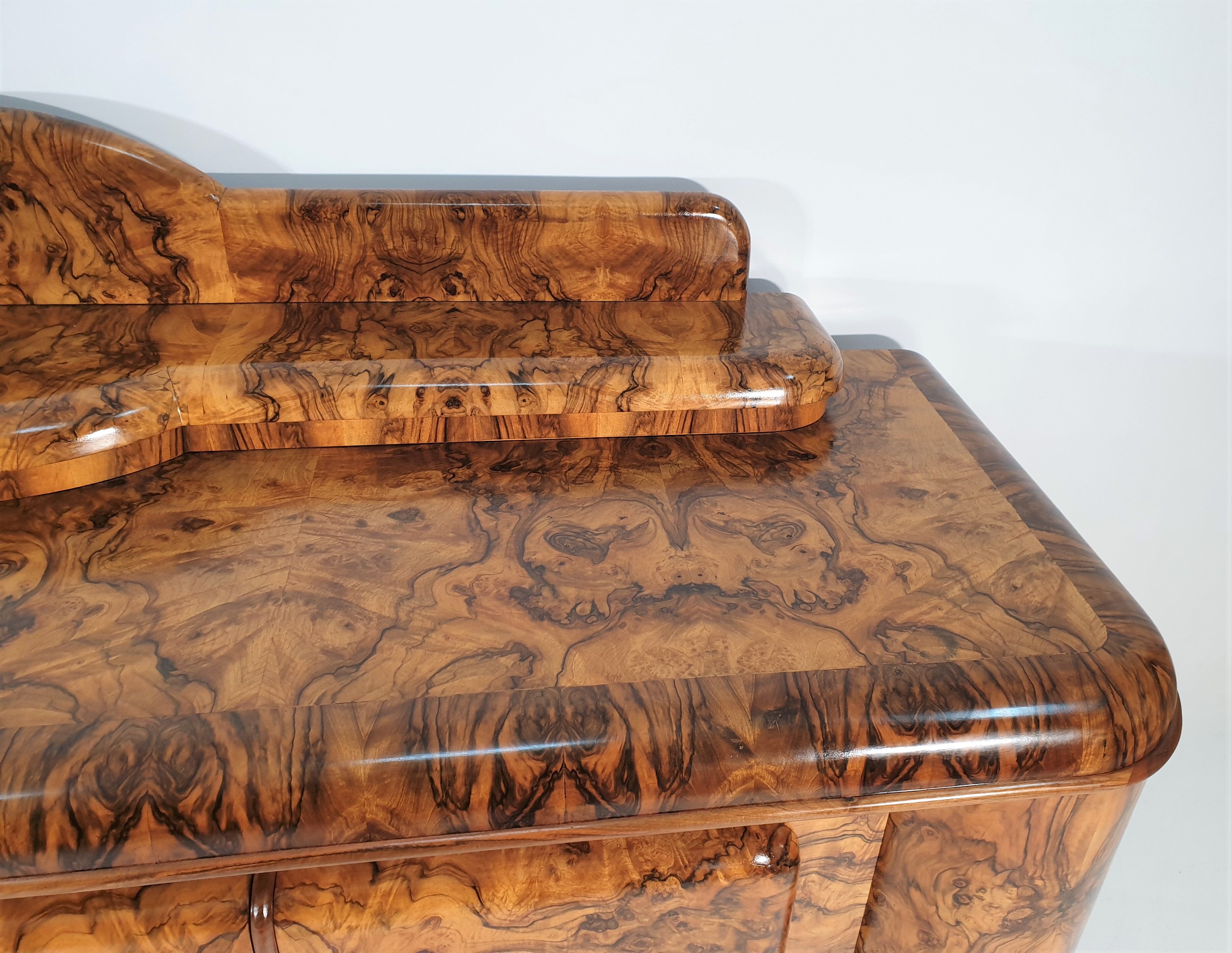 Art Deco Walnut Veneer Buffet, 1940s