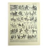 Antique Engravings - 1928 by L. Bombled - Horse Riding - Illustration