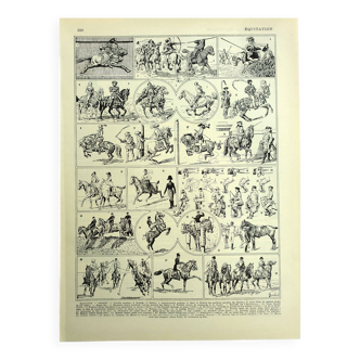 Antique Engravings - 1928 by L. Bombled - Horse Riding - Illustration