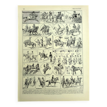 Antique Engravings - 1928 by L. Bombled - Horse Riding - Illustration
