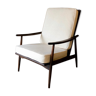 Scandinavian teak armchair, Lelièvre fabric