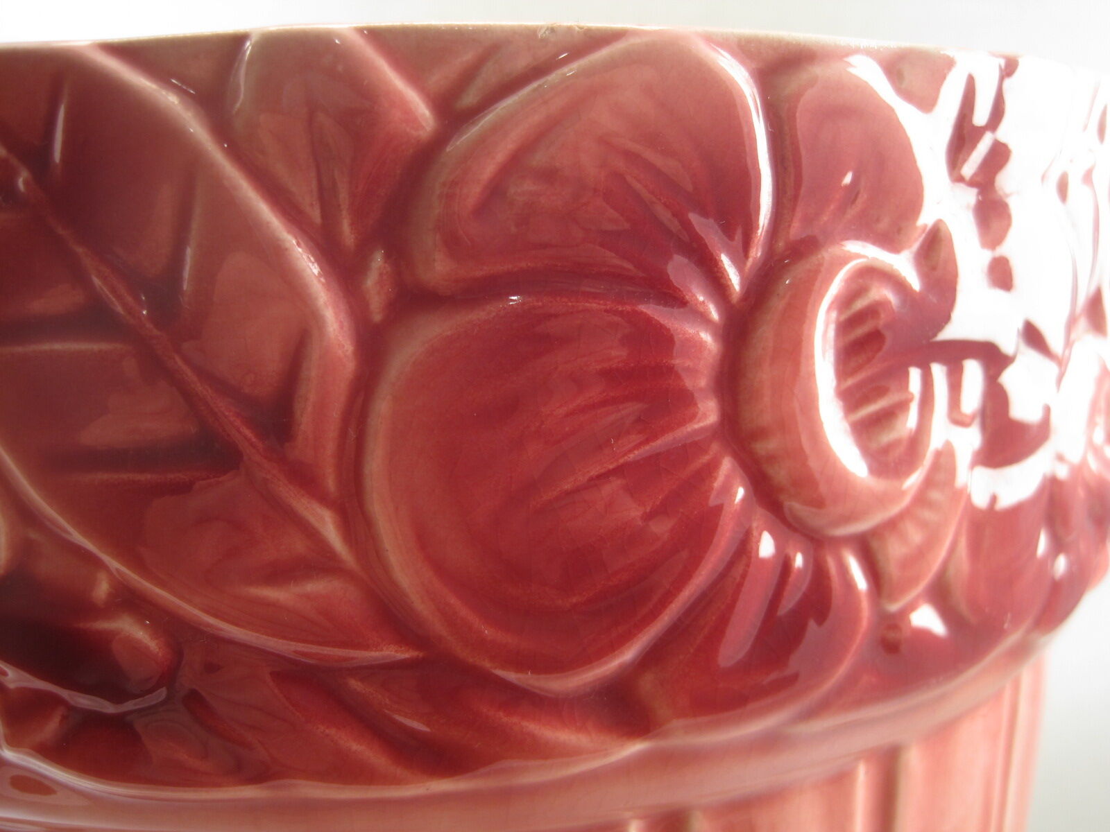 Art deco pink earthenware pot cover