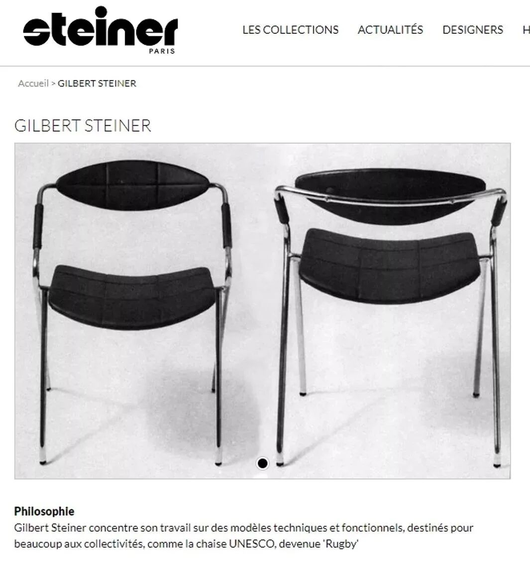 Set of three "Rugby" model chairs by Gilbert Steiner for Steiner, 1962.