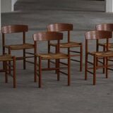Set of 6 'Folkestole' J39 dining chairs by Børge Mogensen in oak, FDB Møbler, 1950s.