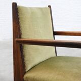 Hague School Sculptural Armchair, Stained Oak, The Netherlands, 1920s