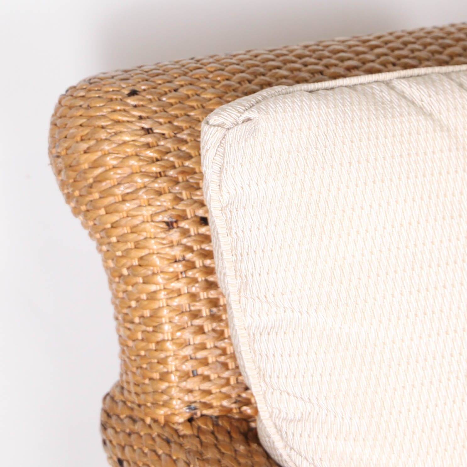 Pair of wicker armchairs